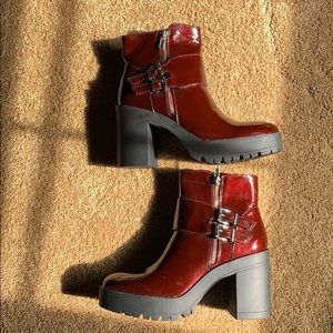 Forever 21 Red Patent Heeled Boots